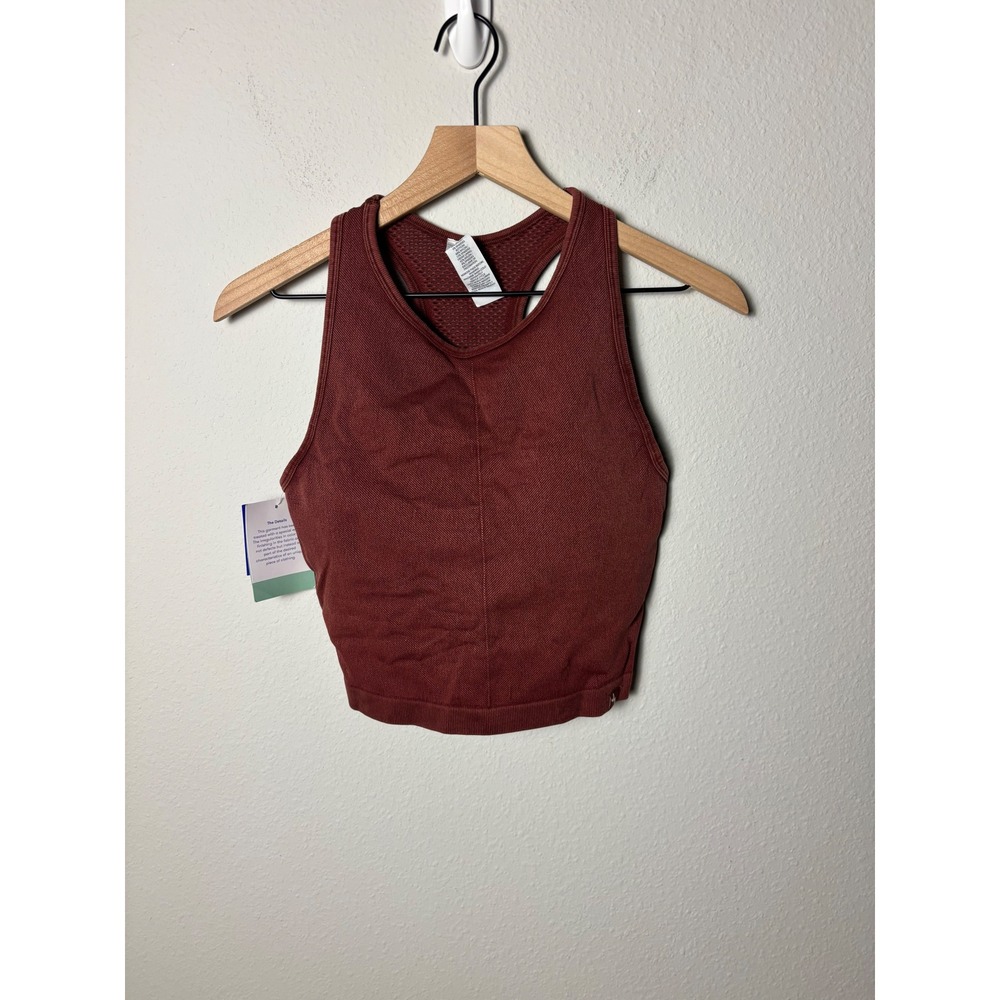 ☀️ JoyLab Womens Seamless Racerback Sports Bra Crop Top Burgundy Rust XL NWT